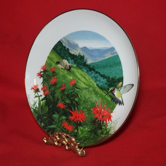 VTG Decorative Plate Royal Windsor Bee Balm Wildflowers of the South Gold Trim - Picture 8 of 12